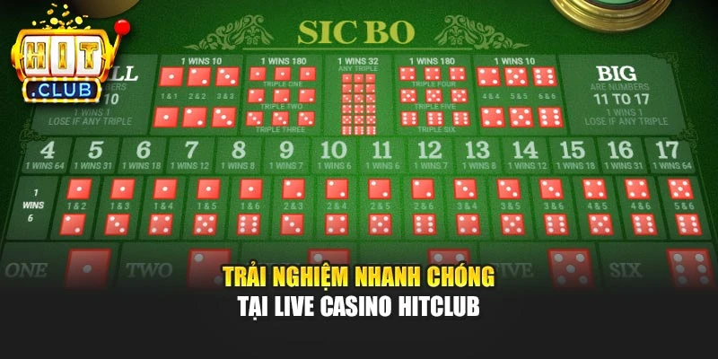 Trải nghiệm nhanh chóng tại Live Casino Hitclub
